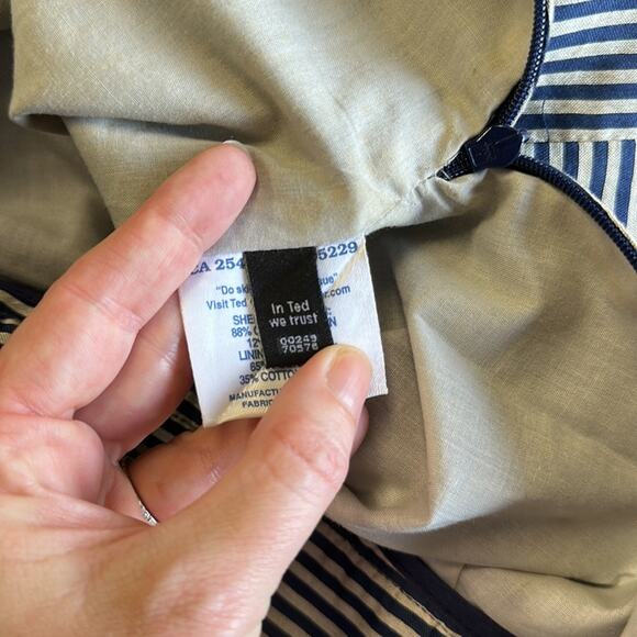 Ted Baker London A-Line Mini Striped Skirt Size 3 Navy Cream Classic Preppy - Picture 6 of 11